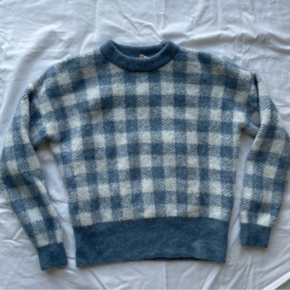 Becky Sweater Checkered Ecru / Vintage Blue XS - Picture 2 of 6